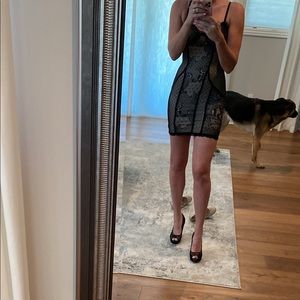 Black lace with nude underlay BCBG dress